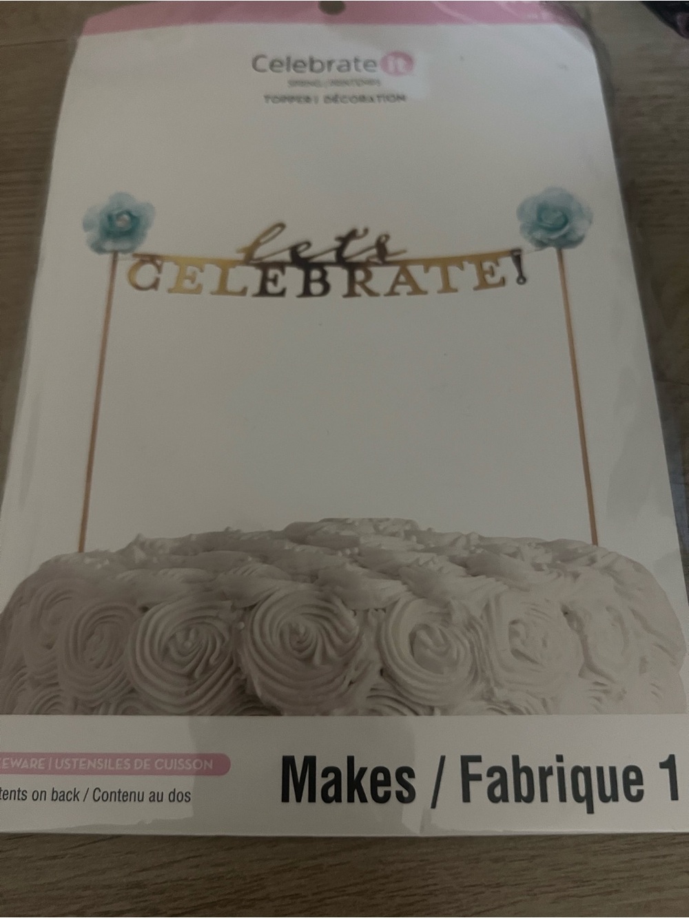 Celebrate It Gold and Teal "Let's Celebrate" Cake Topper Banner
